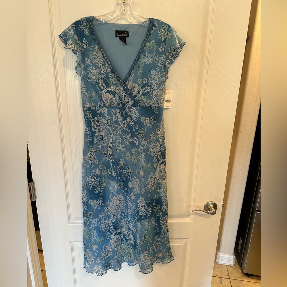 b.i.y.a.y.c.d.a. Women’s y2k Blue Paisley dress NEW w tags Size 6